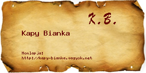 Kapy Bianka névjegykártya